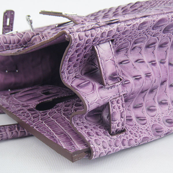 Replica Hermes Birkin 30CM Crocodile Head Veins Bag Purple 6088 On Sale - Click Image to Close